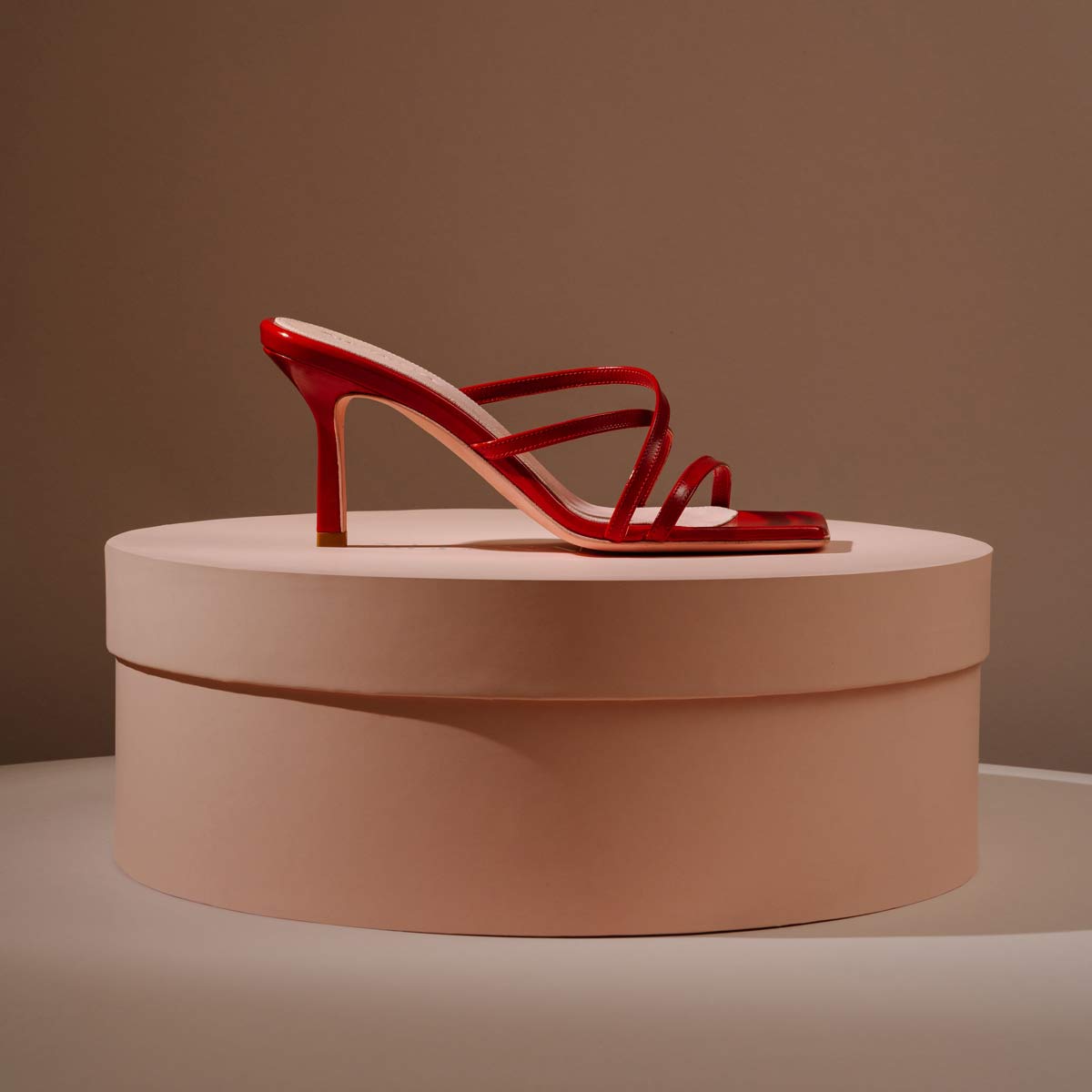 Sandalo Bellini Rosso vista laterale destra packaging rosa