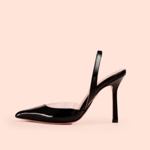 Slingback Margarita Nero Patent vista laterale esterna