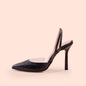 Slingback Margarita Nero vista laterale esterna