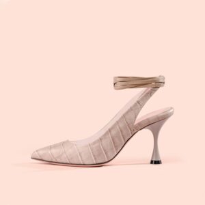 Slingback Mimosa Cocco vista laterale esterna lacci caviglia