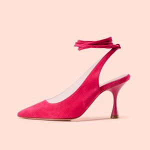 Slingback Mimosa Peonia vista laterale esterna lacci caviglia